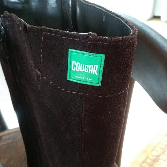 Cougar dark brown, rubber and suede knee-high boots. - Picture 6 of 10